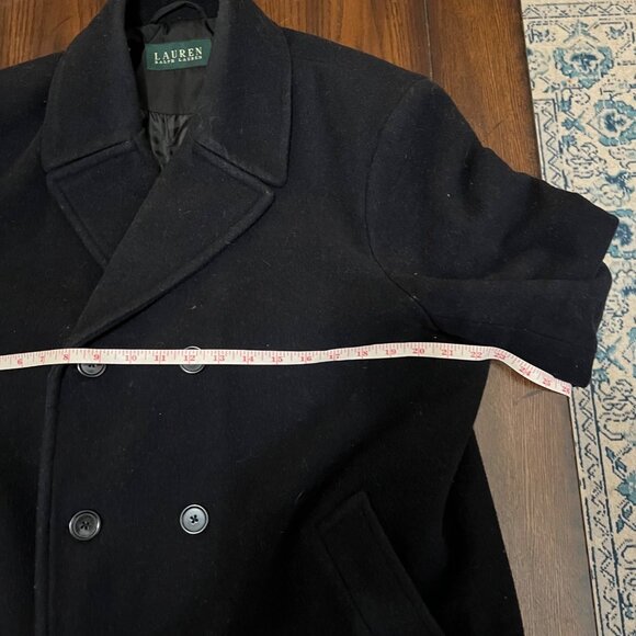 Lauren Ralph Lauren Navy Blue Double Breasted Wool Blend Pea Coat Large - Picture 6 of 9